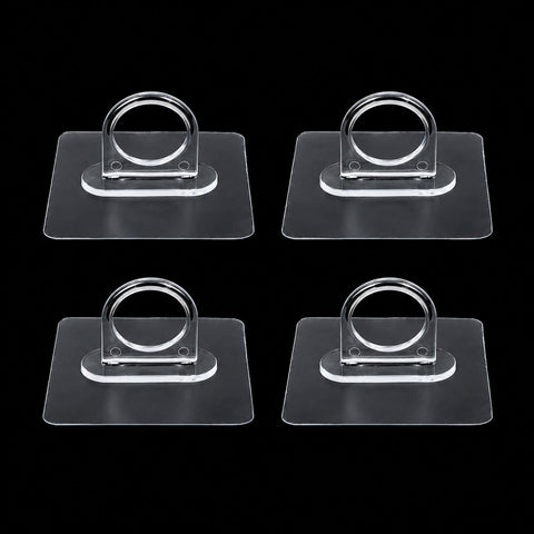 Adhesive plastic wall hook 4-piece set mounted on wall for home organisation