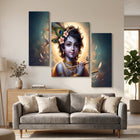 Spiritual Krishna flute wall decor for meditation space.
