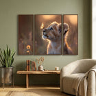 Vibrant Lion Cub 3 panel MDF wall art for kids' room decor