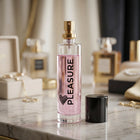 Side view of Pleasure floral perfume bottle