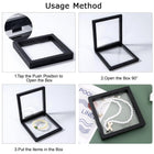 Jewellery pieces beautifully displayed in transparent floating box