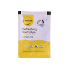 Wet wipe being used on face and hands