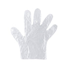 Gloves for hygienic food prep and household cleaning in clear plastic