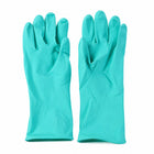 Close-up of green cleaning gloves