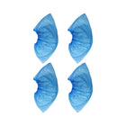 Set of blue disposable shoe covers suitable for indoor and outdoor use.