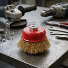 Gold wire brush used for metal cleaning and polishing