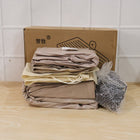 Folded car air mattress with packaging for storage