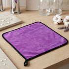 Soft purple microfiber cloth folded