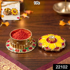 Decorative kumkum holder with intricate gold finish for pooja