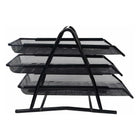 Metal file organizer rack with three compartments