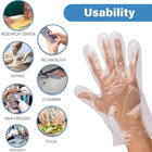 Transparent clear plastic gloves suited for various tasks