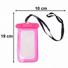 Pink waterproof phone case top view showing seal details