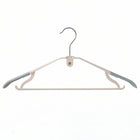 Space-saving plastic hangers for closet organization