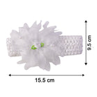 Close-up of floral headband for babies, comfortable elastic material
