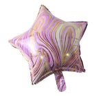 Side view of shiny star marble foil balloon