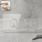 Transparent self-adhesive double wall hook on smooth surface