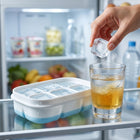 Durable plastic freezer ice tray with an airtight lid to keep ice fresh.