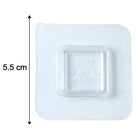 Detailed size guide for the transparent self-adhesive wall hooks.