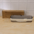 Installation perspective of transparent bathroom wall shelf
